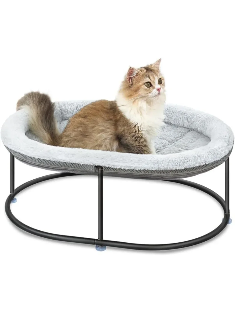 New Elevated Fluffy Cuddle Bed with Detachable Pad for Cats & Small Dogs, Grey